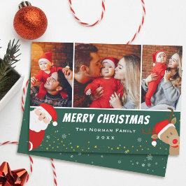 Cartão De Festividades Papais noeis e Reindeer Feliz Natal 3 Foto