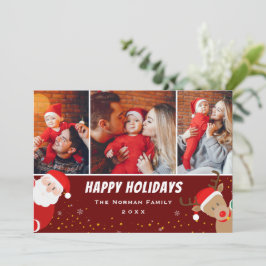 Cartão De Festividades Papais noeis e Reindeer Feliz Natal 3 Foto