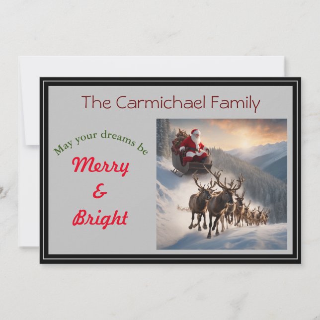 Cartão De Festividades Papais noeis e renas na véspera de Natal (Frente)