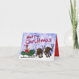 Cartão De Festividades Papais noeis e Rudolph Felry Natal