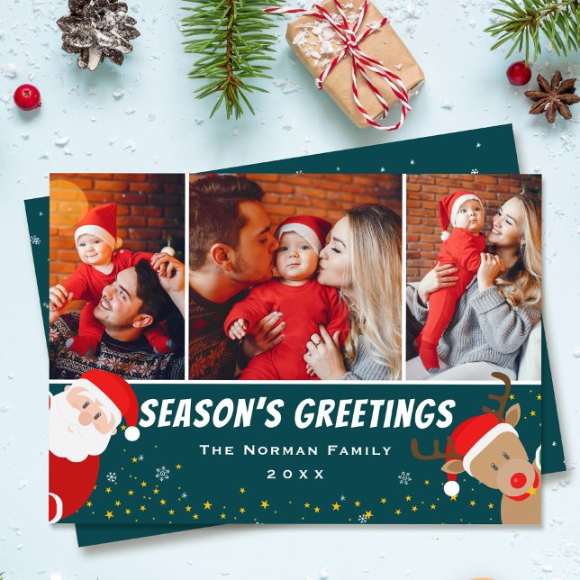 Cartão De Festividades Papais noeis e saudações de Reindeer Season 3 Foto (Criador carregado)