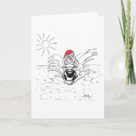 Cartão De Festividades Papais noeis em um JetSki