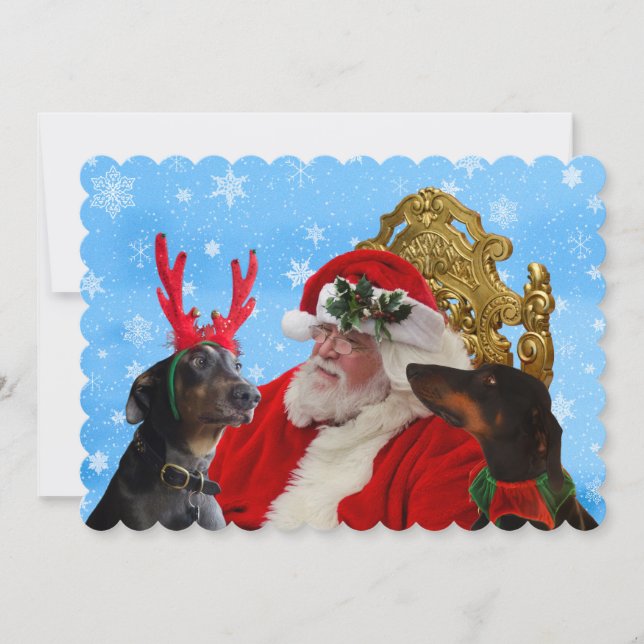 Cartão De Festividades Papais noeis Engraçados Cachorros Doberman Cachorr (Frente)