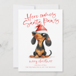 Cartão De Festividades Papais noeis Engraçados Dachshund Paws 2026 Calend