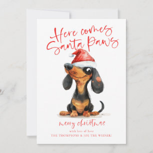 Cartão De Festividades Papais noeis Engraçados Dachshund Paws 2026 Calend