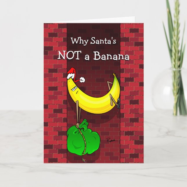 Cartão De Festividades Papais noeis Engraçados de Banana de Natal (Frente)