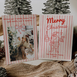 Cartão De Festividades Papais noeis Festivos Vermelhos Retraçados Champan