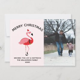 Cartão De Festividades Papais noeis Flamingo Foto Natal
