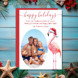 Cartão De Festividades Papais noeis Flamingo PHOTO Tropical Beach Christm