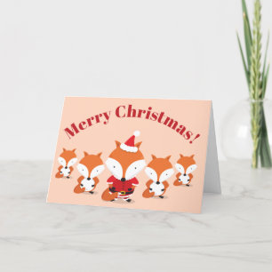 Cartão De Festividades Papais noeis Fox Animal Merry Natal Holiday Card