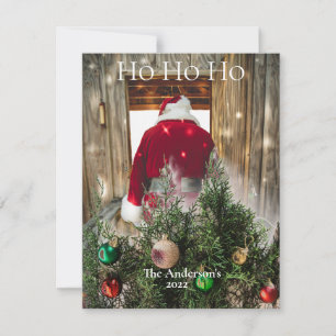 Cartão De Festividades Papais noeis Ho Ho Ornaments Personalizados Red Gr