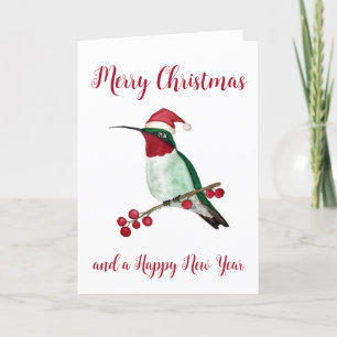 Cartão De Festividades Papais noeis Hummingbird Merry Christmas Card