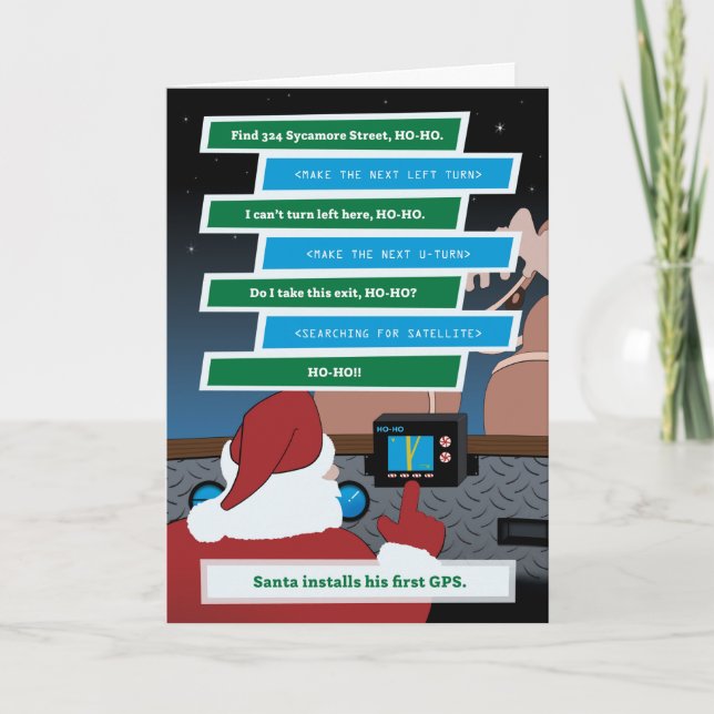 Cartão De Festividades Papais noeis Instala um GPS (Padrão) (Frente)