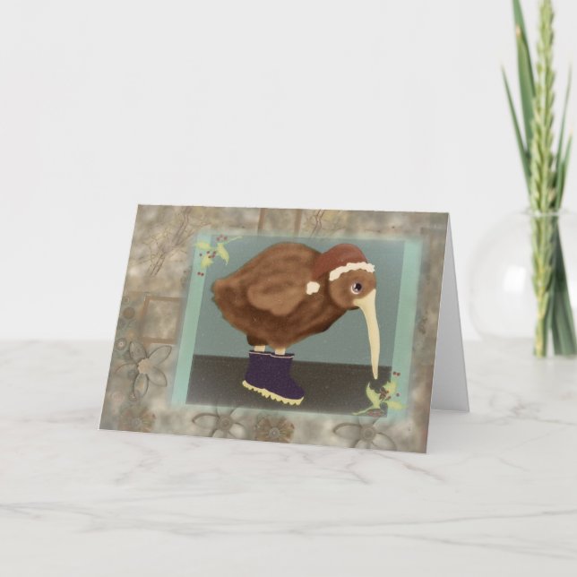 Cartão De Festividades Papais noeis Kiwi (Frente)