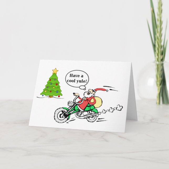 Cartão De Festividades Papais noeis legal de Yule Motocicleta Natal Perso (Frente)