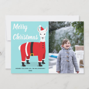 Cartão De Festividades Papais noeis Llama Foto do Natal
