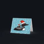 Cartão De Festividades Papais noeis Loon<br><div class="desc">Nosso Leão Comum Birdorable querido está pronto para o Natal! Loon veste um chapéu de Papai Noel branco e vermelho. Celebre a época mais maravilhosa do ano no estilo Birdorable. Excelente para aves e amantes de aves. Você pode personalizar totalmente este presente! Adicione texto, mude a cor, mova o design,...</div>