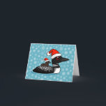 Cartão De Festividades Papais noeis Loon<br><div class="desc">Nosso Leão Comum Birdorable querido está pronto para o Natal! Loon veste um chapéu de Papai Noel branco e vermelho. Celebre a época mais maravilhosa do ano no estilo Birdorable. Excelente para aves e amantes de aves. Você pode personalizar totalmente este presente! Adicione texto, mude a cor, mova o design,...</div>