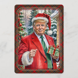 Cartão De Festividades Papais noeis MAGA Trump Magnífico Tartan de Natal