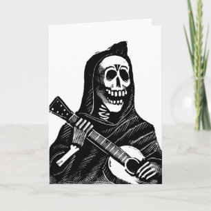 Cartão De Festividades Papais noeis Muerte (Mexicano Grim Reaper) Tocando