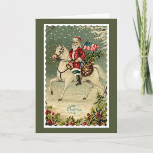 Cartão De Festividades Papais noeis - Natal de Cavalo de Bandeira America