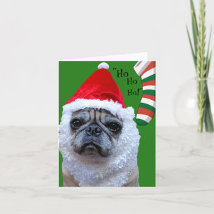 Cartão De Festividades Papais noeis - Paws Engraçado Pug Natal/Cartão de 