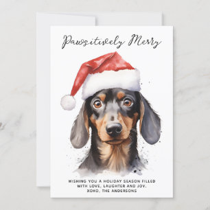 Cartão De Festividades Papais noeis Personalizados de Cão de Dachshund Fe