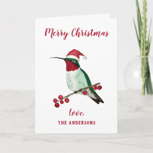 Cartão De Festividades Papais noeis personalizados Hummingbird