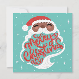 Cartão De Festividades Papais noeis Pretos | Feliz Natal Todos | Azul-tur