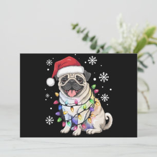 Cartão De Festividades Papais noeis Pug Christmas Lights Xmas Dog Lover