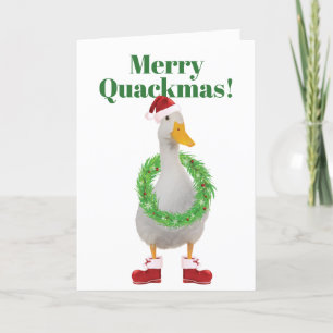 Cartão De Festividades Papais noeis Quackmas felizes Duck Folk Holiday Ca