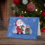 Cartão De Festividades Papais noeis Rebelde de Chocolate Joy Laughter<br><div class="desc">Este é um cartão de Natal excelente para enviar a qualquer um para colocar um sorriso no rosto como os Papais noeis aqui nesta temporada de férias. Na frente do cartão está uma ilustração de Papais noeis rindo enquanto ele reage ao ver seu laboratório de chocolate vestindo uma coroa de...</div>