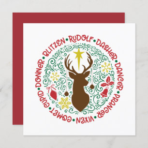 Cartão De Festividades Papais noeis Red Script de Diversão Nome da Revist