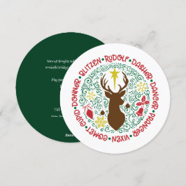 Cartão De Festividades Papais noeis Red Script de Diversão Nome da Revist