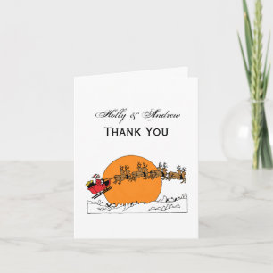 Cartão De Festividades Papais noeis Reindeer Sobre A Lua Urbana Coberta D