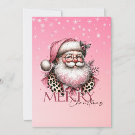 Cartão De Festividades Papais noeis Retro Rosa Feliz Natal