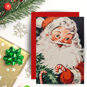 Cartão De Festividades Papais noeis retrorados com canas doces Natal pers
