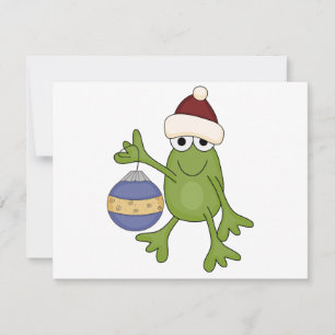 Cartão De Festividades Papais noeis Sapo com Camisetas de ornamento e pre