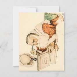 Cartão De Festividades Papais noeis se preparando - Norman Rockwell