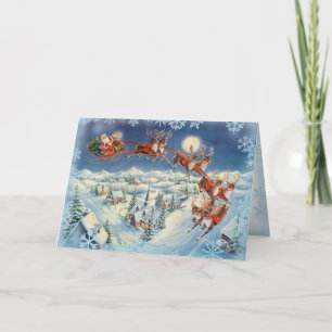 Cartão De Festividades PAPAIS NOEIS, SLEIGH & REINDEER por SHARON SHARPE
