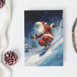 Cartão De Festividades Papais noeis Snowboard<br><div class="desc">Esta design foi criada através da arte digital. Pode ser personalizada na área fornecida pela alteração da foto e/ou do texto. Ou pode ser personalizado escolhendo o clique para personalizar outra opção e excluir ou alterar a cor do plano de fundo, adicionar texto, alterar a cor ou o estilo do...</div>