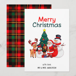 Cartão De Festividades Papais noeis Snowman Reindeer Feliz Natal Festivo