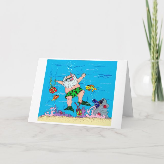 Cartão De Festividades Papais noeis subaquáticos (Frente)
