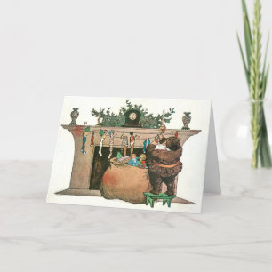 Cartão De Festividades Papais noeis suspendem as armazenamentos com placa