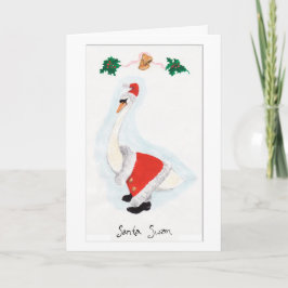 Cartão De Festividades Papais noeis Swan Christmas Card