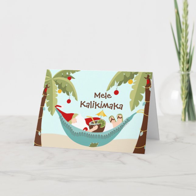 Cartão De Festividades Papais noeis tropicais Mele Kalikimaka (Frente)