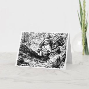 Cartão De Festividades Papais noeis vão para uma caminhada de pântanos