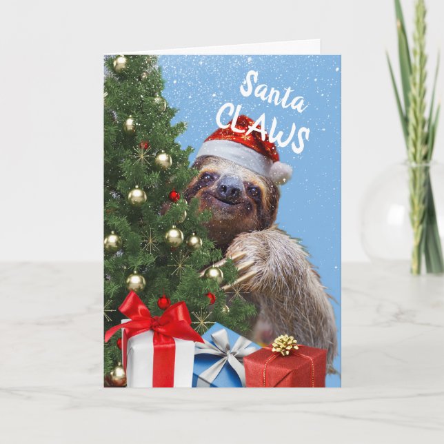 Cartão De Festividades Papais noeis velejam calça de Natal em Santa Hat (Frente)