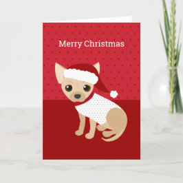 Cartão De Festividades Papais noeis Vermelho Chihuahua