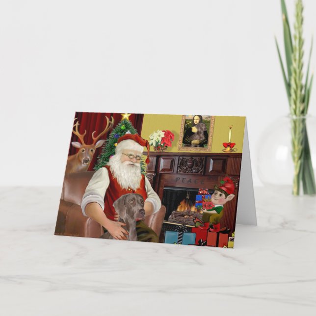 Cartão De Festividades Papais noeis Weimaraner (N) (Frente)